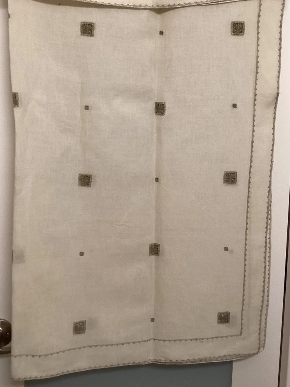 Vintage linen tablecloth, 88” x 44”, Cream